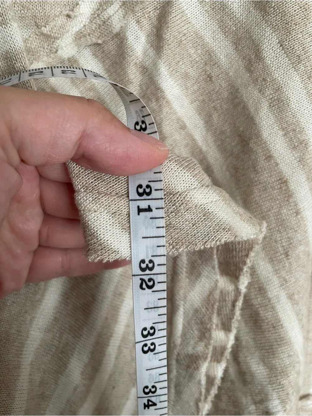 Free People size Small Linen Blend Striped Beige & White Ruffle Hem Mini Dress